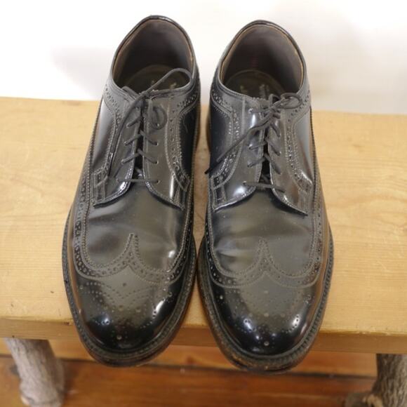 Vtg Jarman Corfam Faux Leather Genuine Black Brogues Wingtips Oxfords 7.5 40.5 main image 8